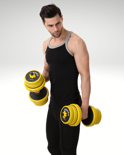Jumprfit Adjustable Dumbbell and barbell Set - 20 kg (Yellow)