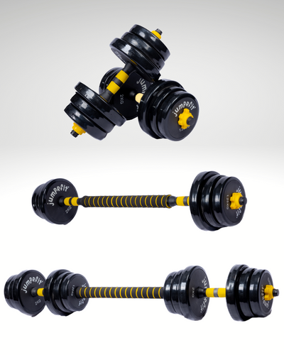 Jumprfit Adjustable Dumbbell and barbell Set - 20 kg (Black)