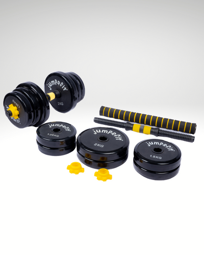 Jumprfit Adjustable Dumbbell and barbell Set - 20 kg (Black)