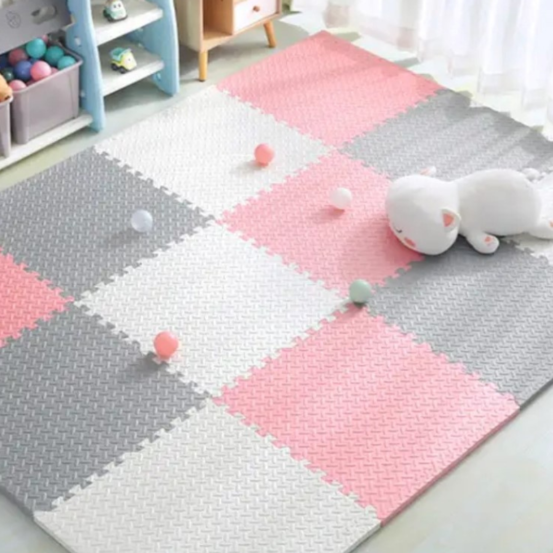 Interlocking EVA Floor Mat - Pink, Grey & White (Set of 6pcs.) - 12mm