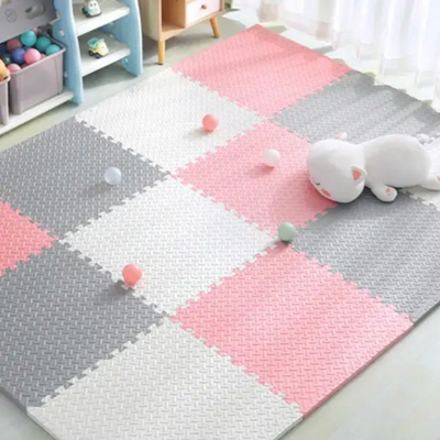 Interlocking EVA Floor Mat - Pink, Grey & White (Set of 6pcs.) - 12mm
