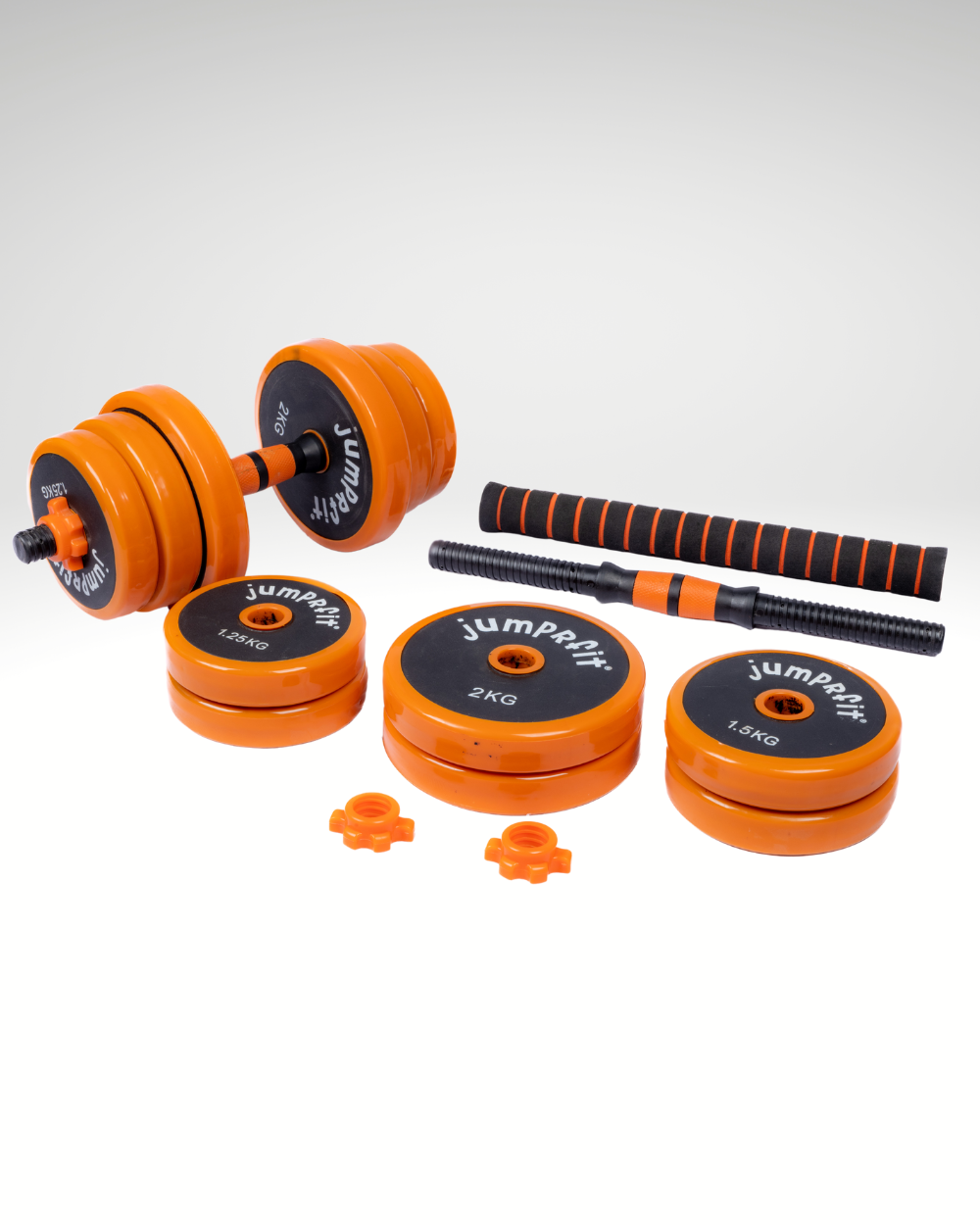Jumprfit Adjustable Dumbbell and barbell Set - 20 kg (Orange)