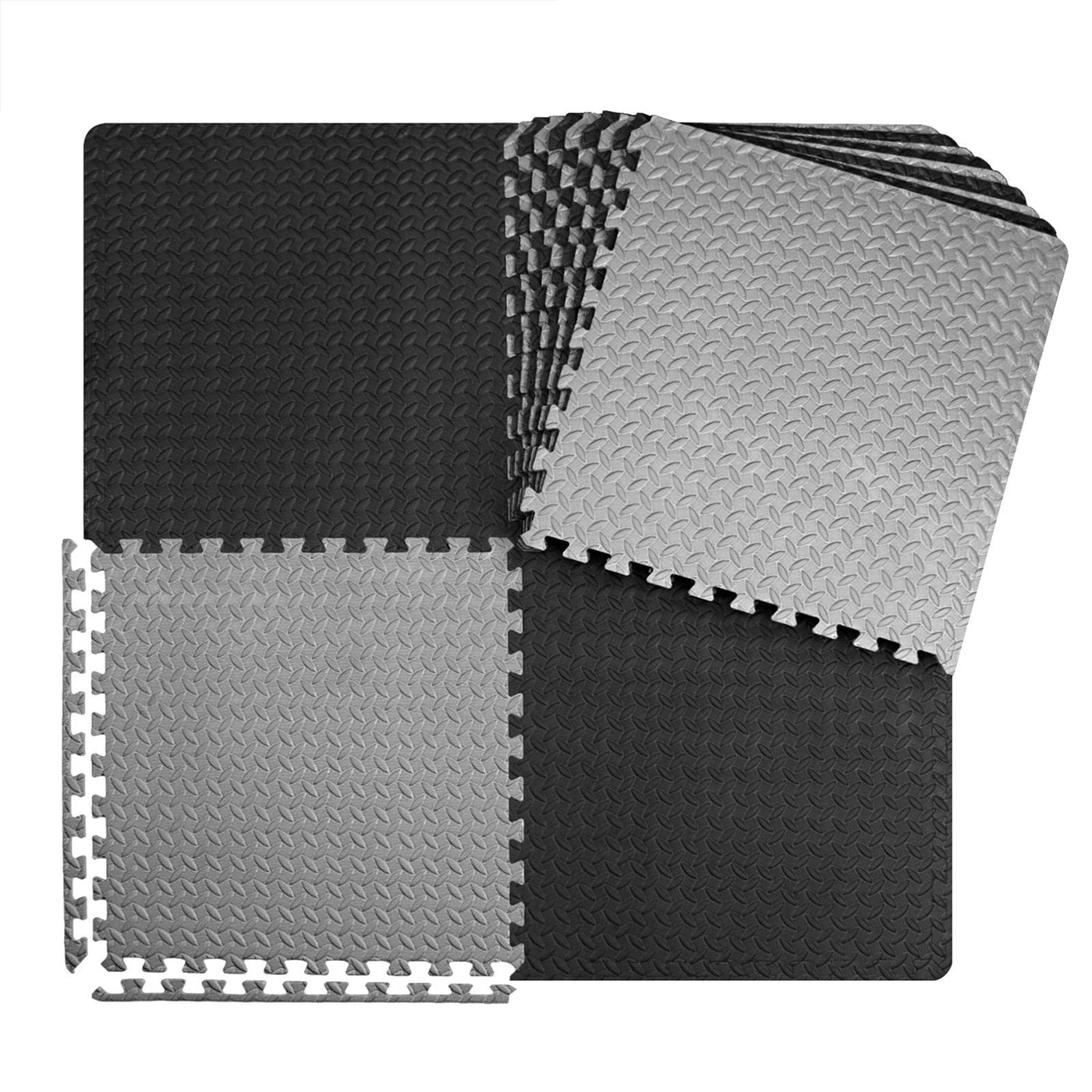 Interlocking EVA Floor Mat - Black & Grey (Set of 6pcs.) - 12mm
