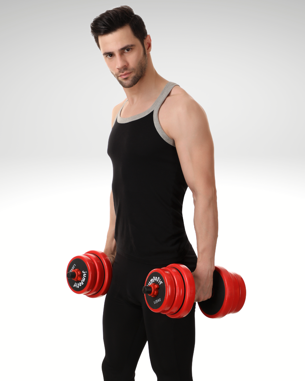 Jumprfit Adjustable Dumbbell and barbell Set - 20 kg (Red)