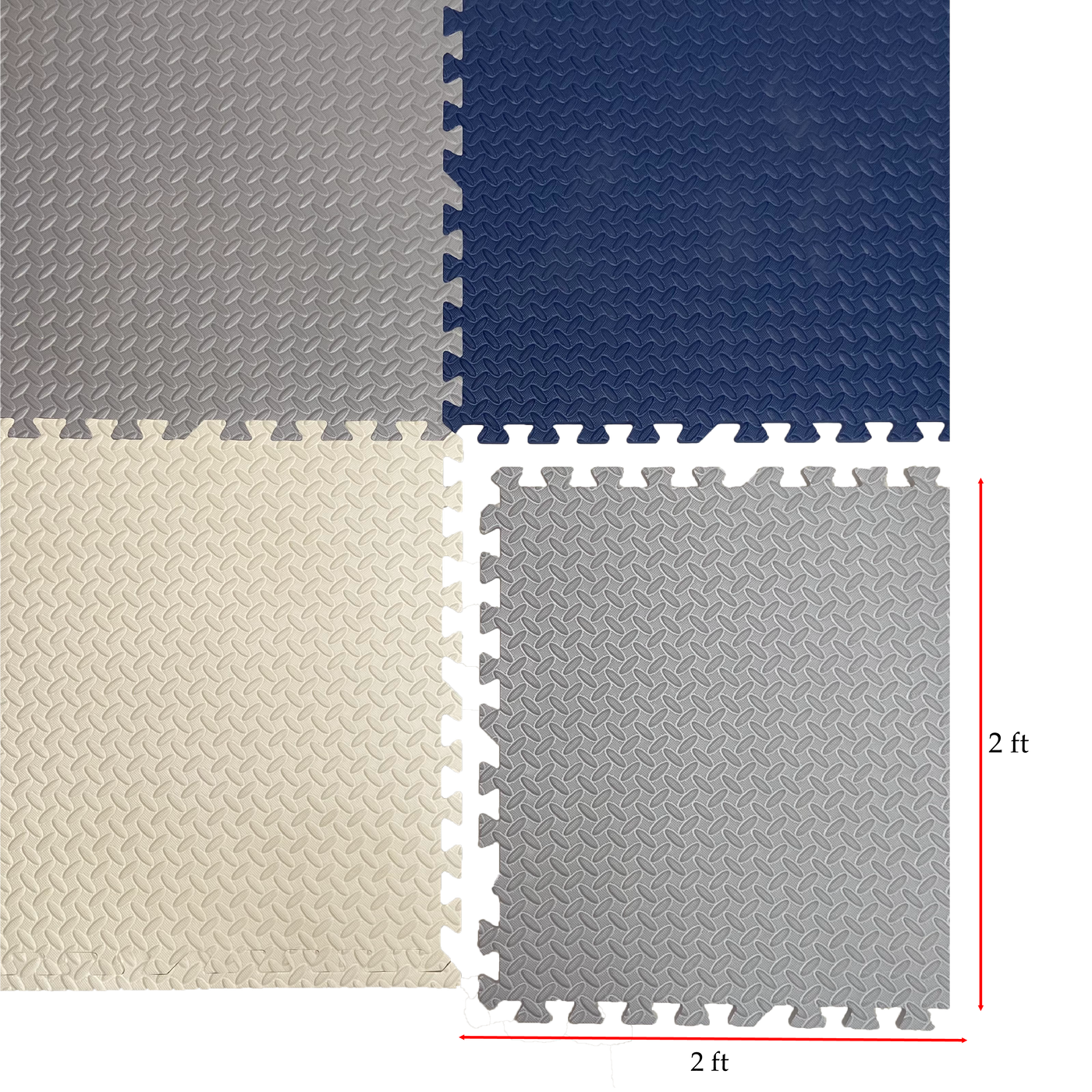 Interlocking EVA Floor Mat - Navy Blue, White & Grey (Set of 6pcs) - 12mm