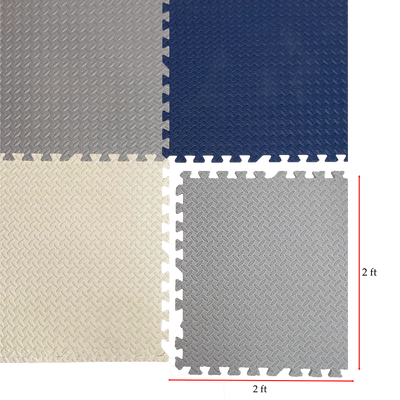 Interlocking EVA Floor Mat - Navy Blue, White & Grey (Set of 6pcs) - 12mm
