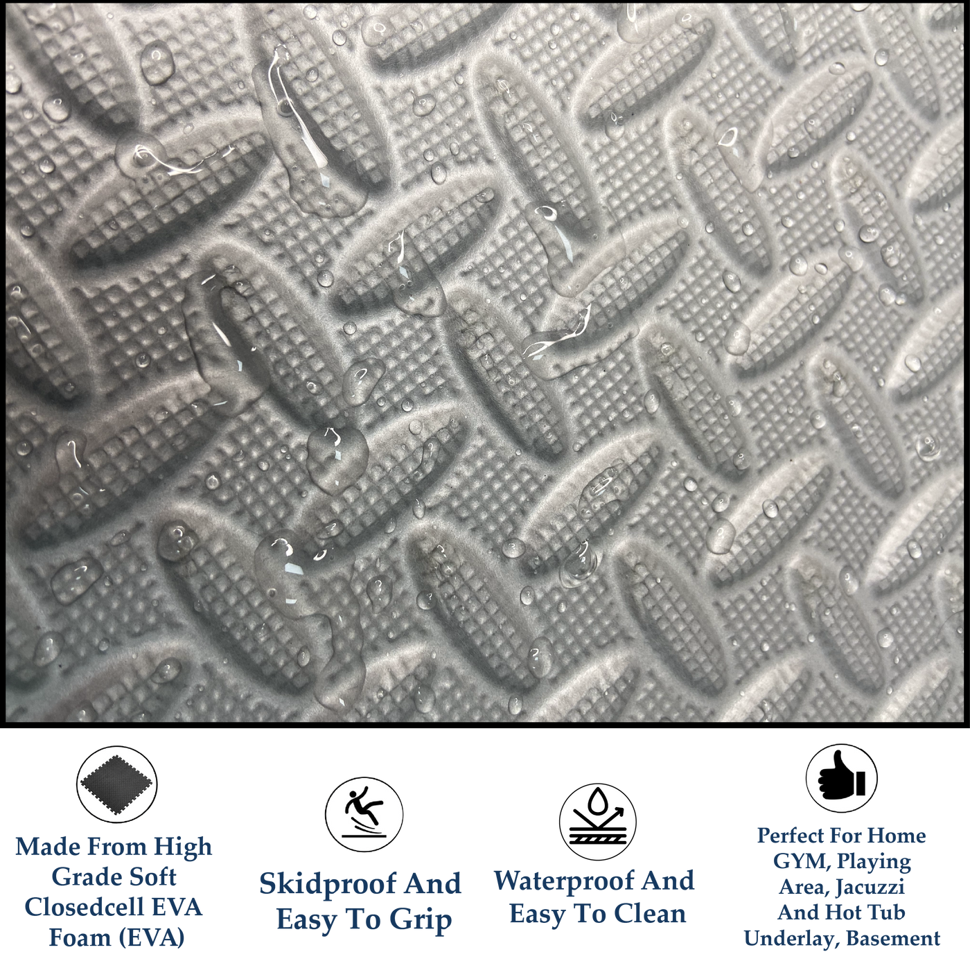 Interlocking EVA Floor Mat - Navy Blue, White & Grey (Set of 6pcs) - 12mm