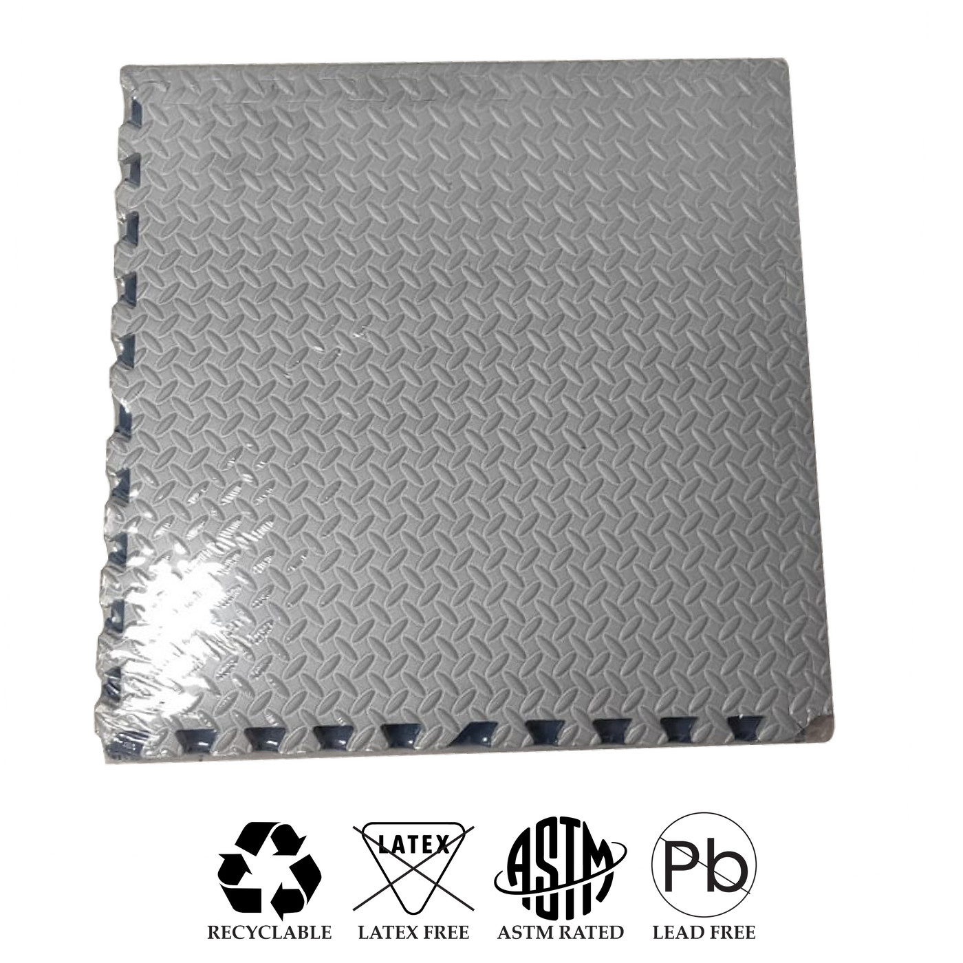 Interlocking EVA Floor Mat - Navy Blue, White & Grey (Set of 6pcs) - 12mm