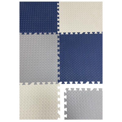 Interlocking EVA Floor Mat - Navy Blue, White & Grey (Set of 6pcs) - 12mm