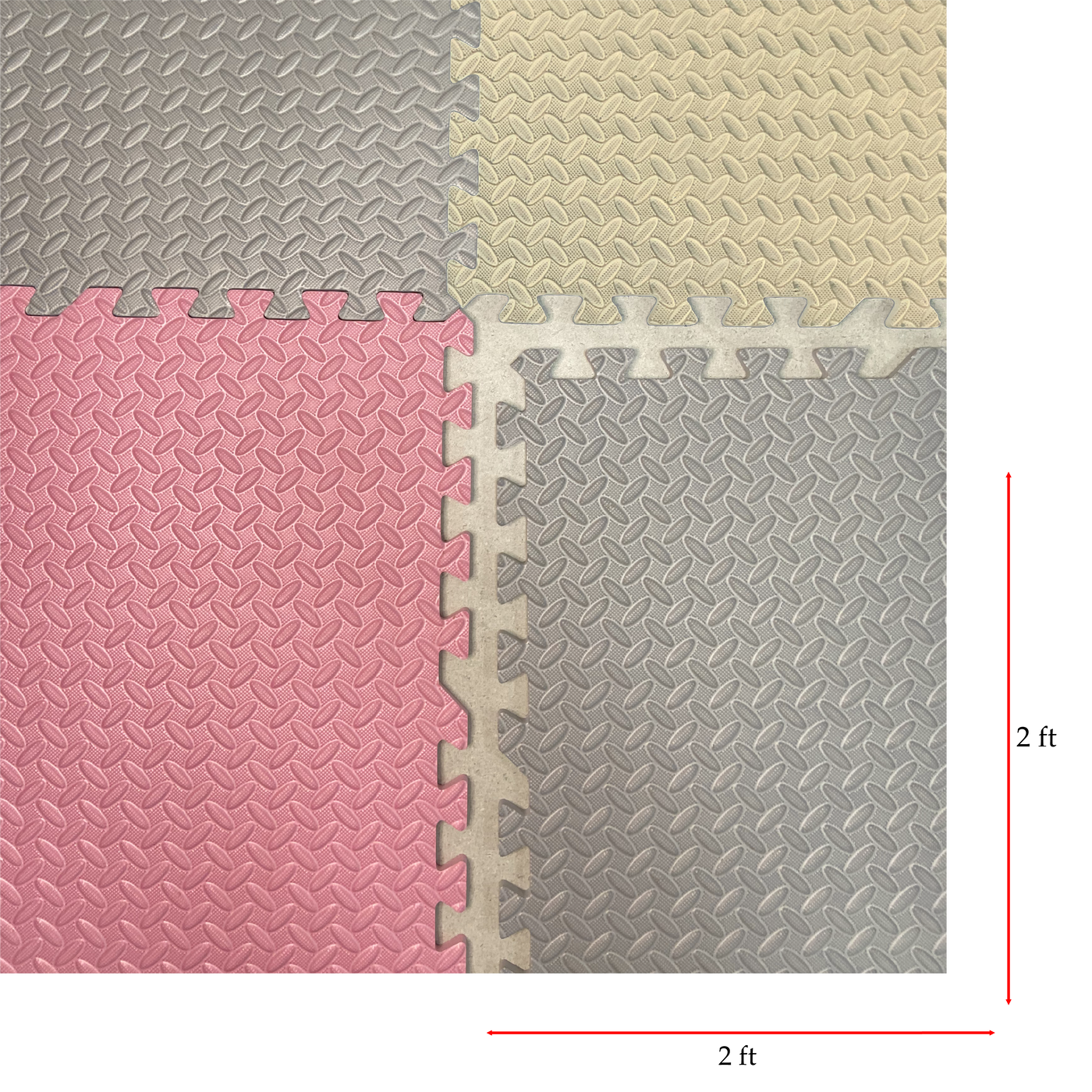 Interlocking EVA Floor Mat - Pink, Grey & White (Set of 6pcs.) - 12mm