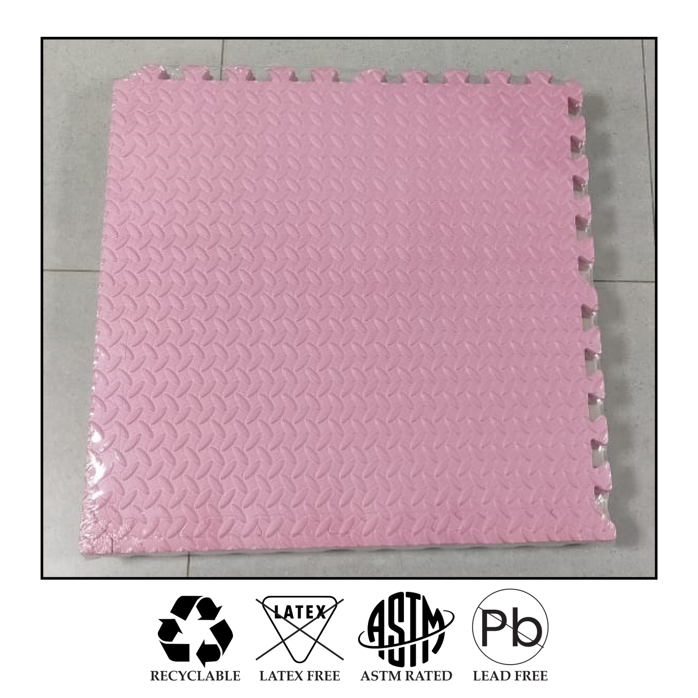 Interlocking EVA Floor Mat - Pink, Grey & White (Set of 6pcs.) - 12mm